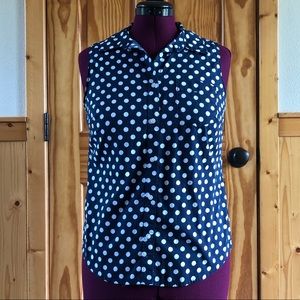 Navy Polka Dot Blouse